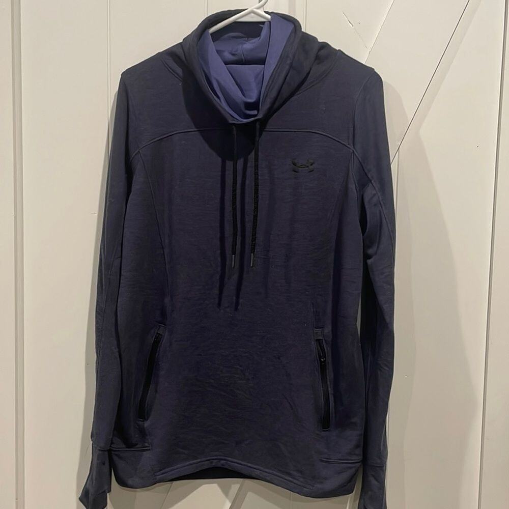 Under Armour Women's Size M Pullover Sweatshirt Cowel Neck Blue Athletic Hoodie